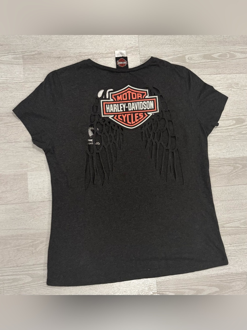 Harley-Davidson Y2K Cutout Wing Logo Tee Black XL